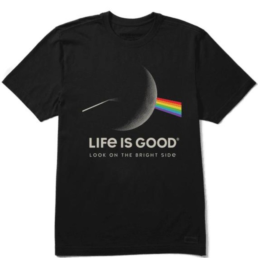 Men Life is Good Graphic Tees | Men'S Bright Side Of The Moon Crusher Tee Jet Black