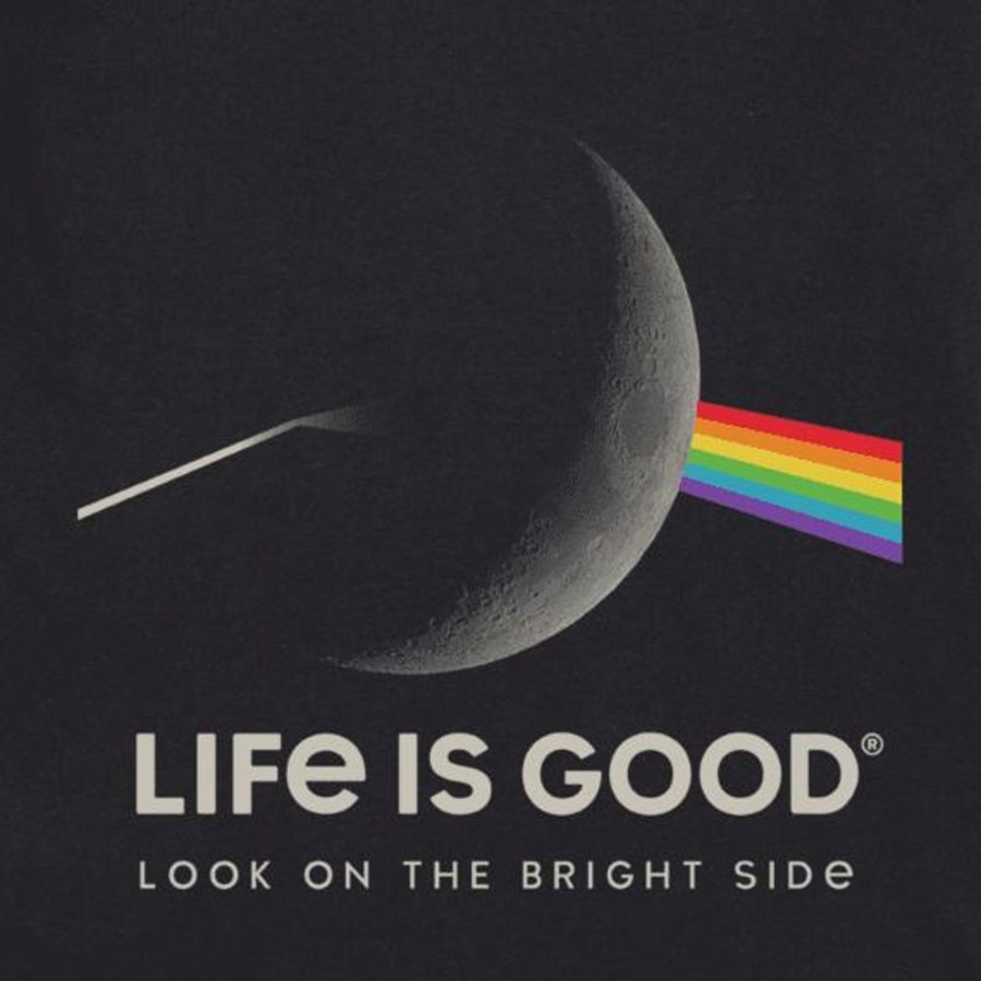 Men Life is Good Graphic Tees | Men'S Bright Side Of The Moon Crusher Tee Jet Black