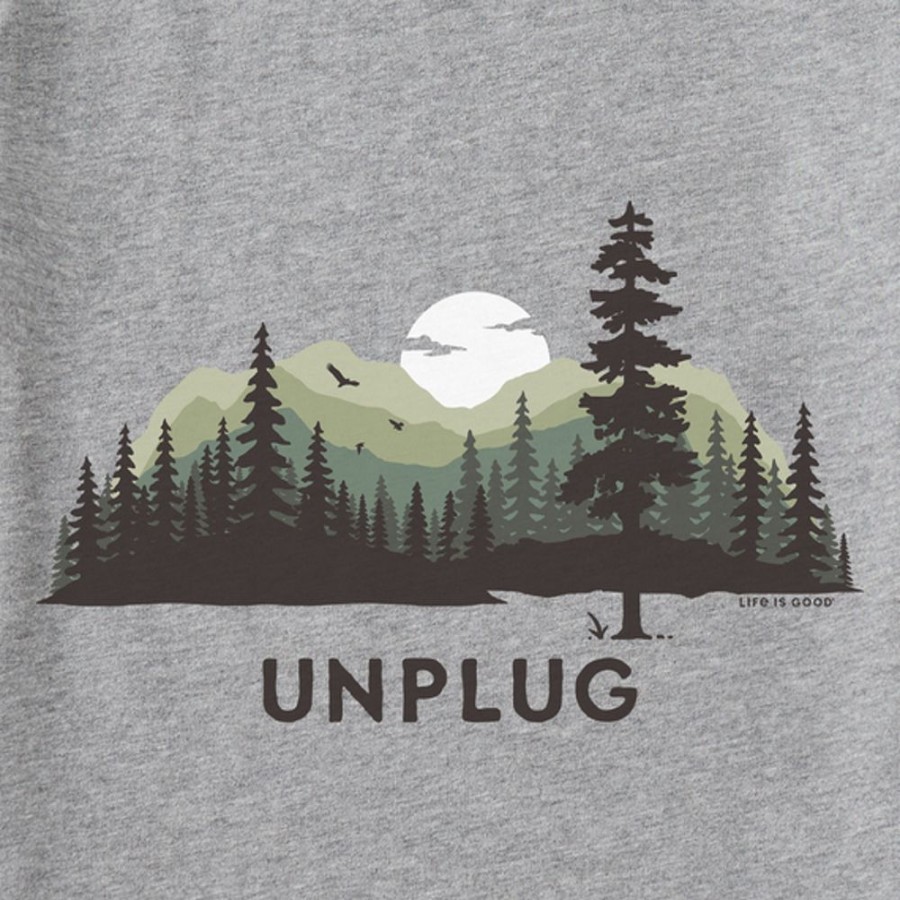 Women Life is Good Graphic Tees | Women'S Unplug Evergreen Silo Short Sleeve Tee Heather Gray