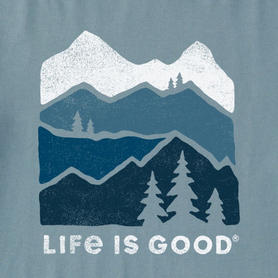 Men Life is Good Sweatshirts & Hoodies | Men'S Mountain Silhouette Simply True Fleece Crew Smoky Blue