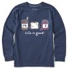 Kids Life is Good Graphic Tees | Kids Peanut Butter And Jelly Long Sleeve Crusher Tee Darkest Blue