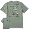 Men Life is Good Graphic Tees | Men'S Golf More Worry Less Short Sleeve Tee Moss Green