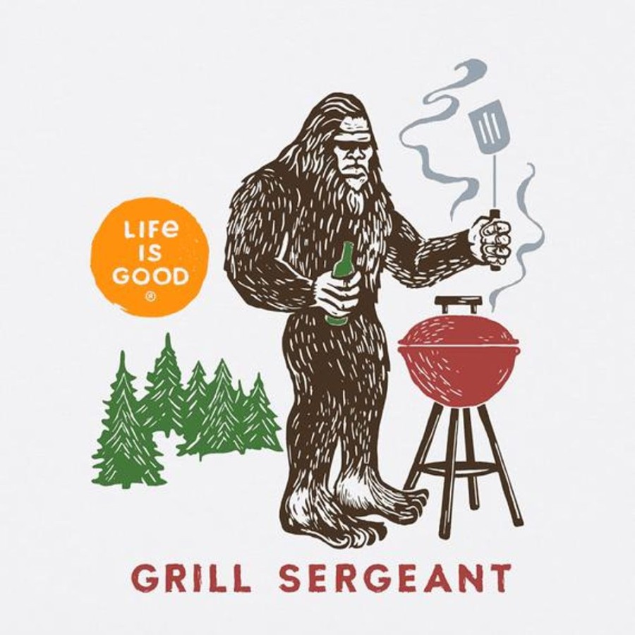 Men Life is Good Graphic Tees | Men'S Bigfoot Grill Sergeant Short Sleeve Tee Cloud White