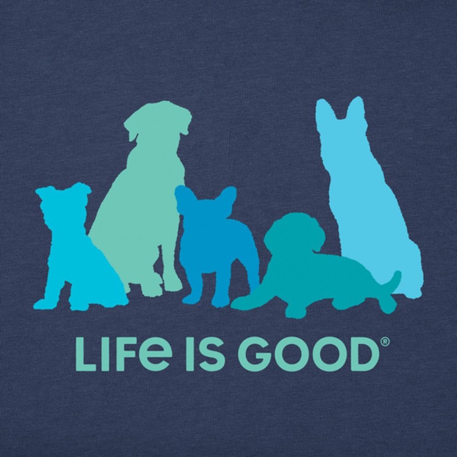 Men Life is Good Graphic Tees | Men'S Life Is Good With Dogs Short Sleeve Tee Darkest Blue