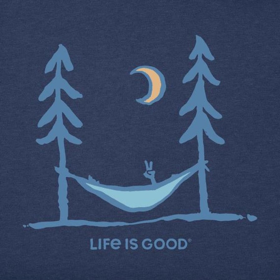 Men Life is Good Sweatshirts & Hoodies | Men'S Peace Out Simply True Fleece Crew Darkest Blue