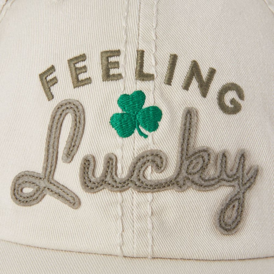 Women Life is Good Hats | Feeling Lucky Today Sunwashed Chill Cap Bone