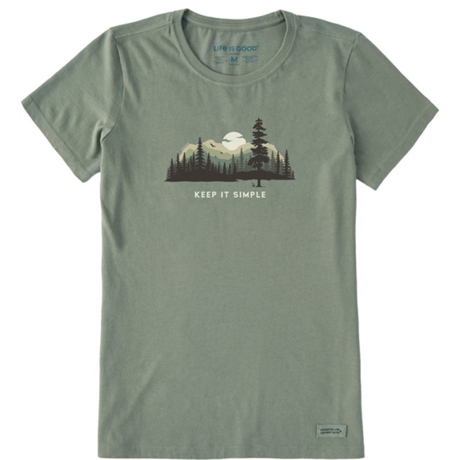 Women Life is Good Graphic Tees | Women'S Keep It Simple Evergreen Silo Crusher Tee Moss Green