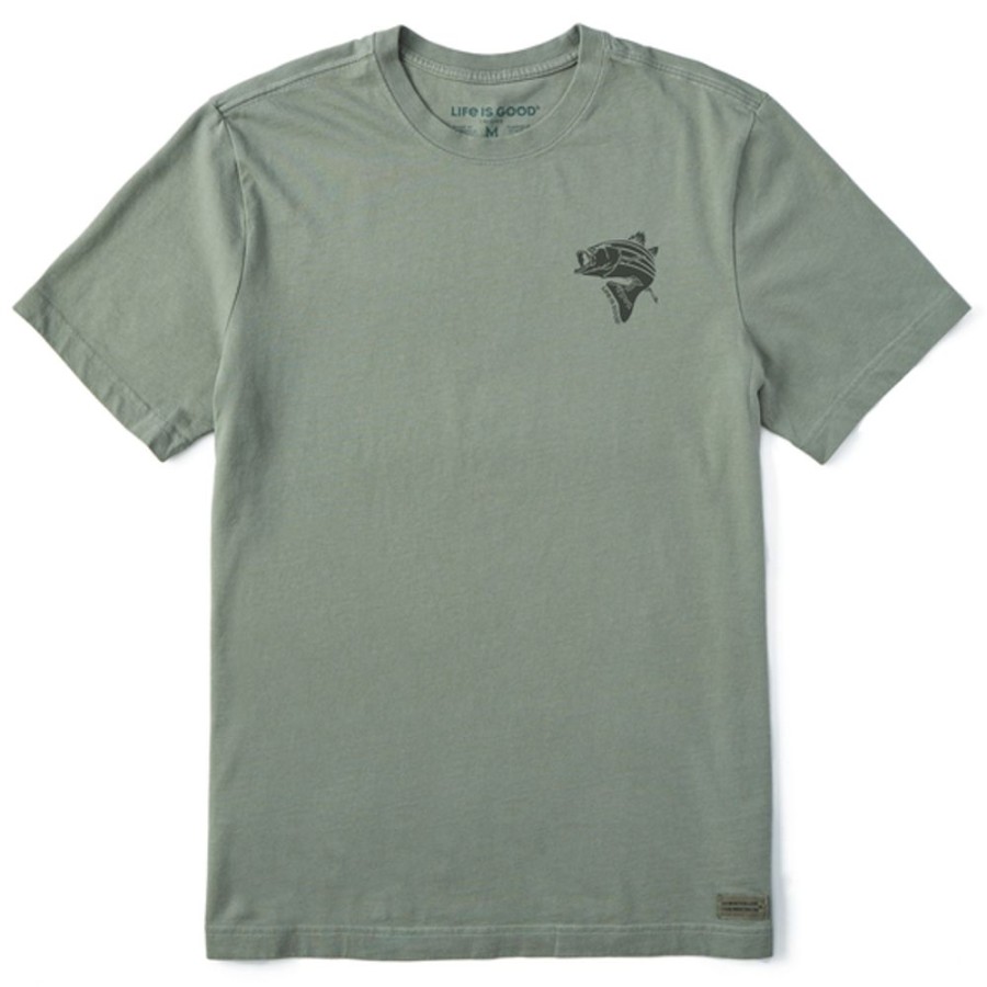 Men Life is Good Graphic Tees | Men'S Single Fish Short Sleeve Tee Moss Green