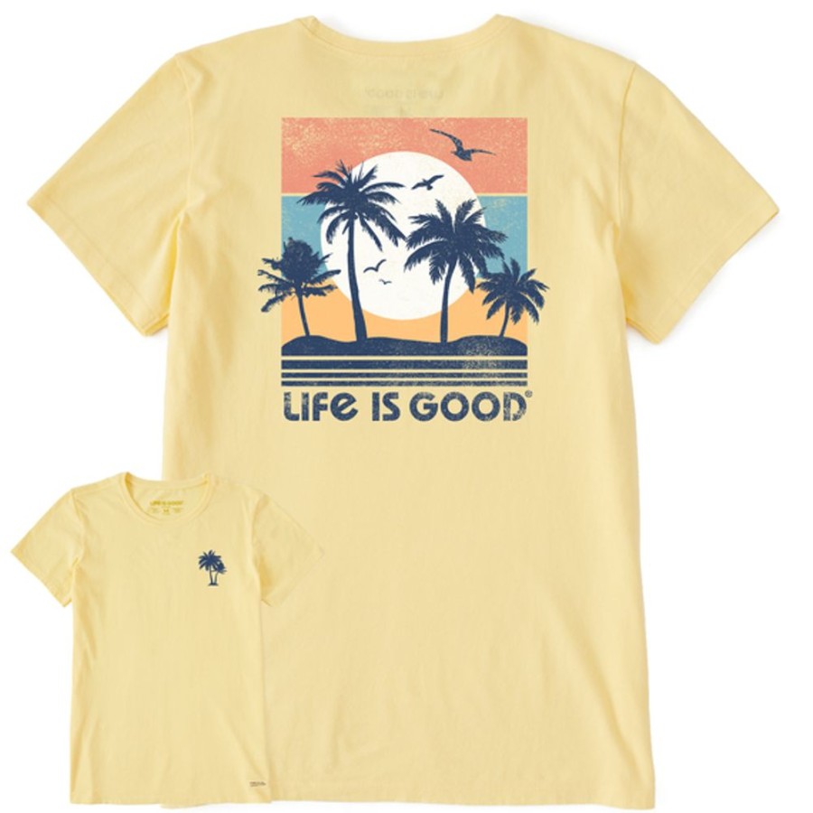 Women Life is Good Graphic Tees | Women'S Clean Beachy Palms Crusher Tee Sandy Yellow