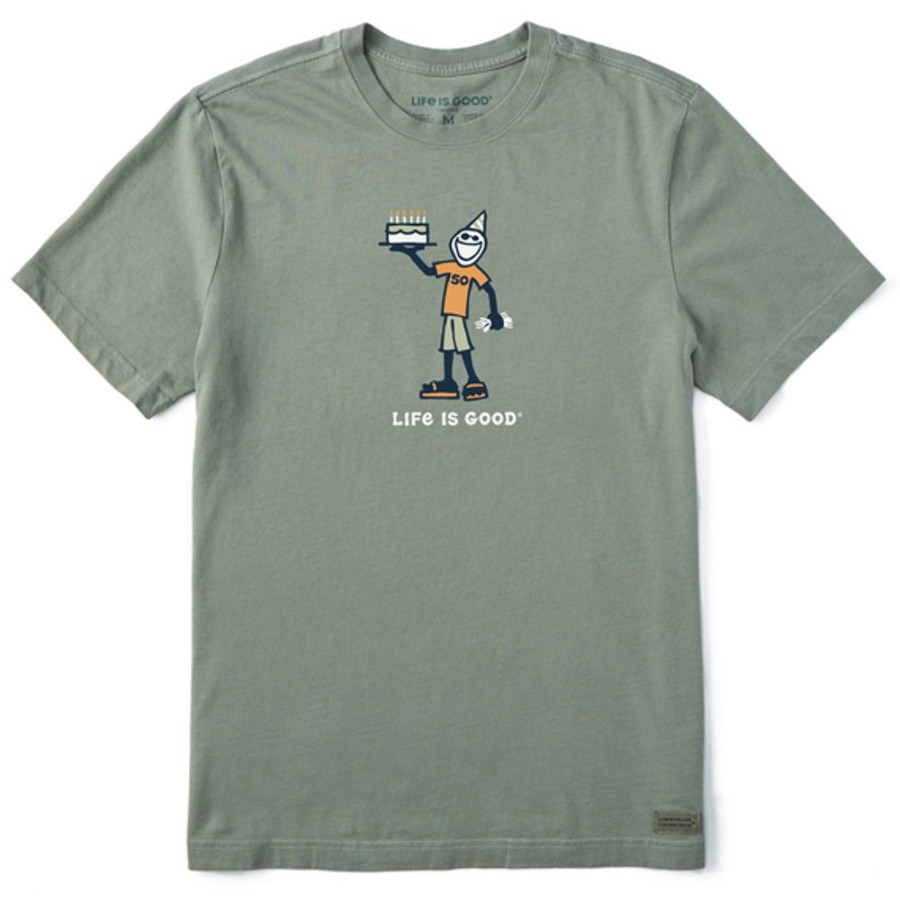 Men Life is Good Graphic Tees | Men'S Vintage Jake 50Th Birthday Crusher Tee Moss Green