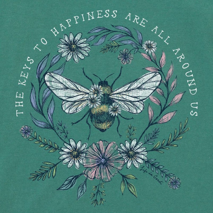 Women Life is Good Boxy Tees | Women'S Dreamy Bee Happiness All Around Boxy Crusher Tee Spruce Green