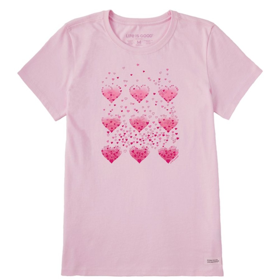 Women Life is Good Graphic Tees | Women'S Etching Heart Of Hearts Short Sleeve Tee Seashell Pink