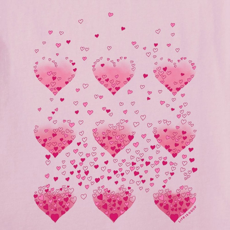 Women Life is Good Graphic Tees | Women'S Etching Heart Of Hearts Short Sleeve Tee Seashell Pink