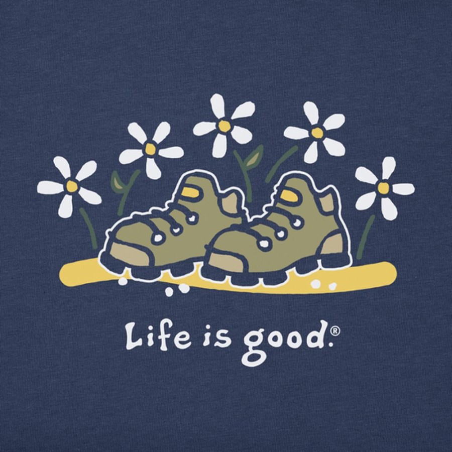 Women Life is Good Graphic Tees | Women'S Daisy Hiking Boots Crusher Vee Darkest Blue