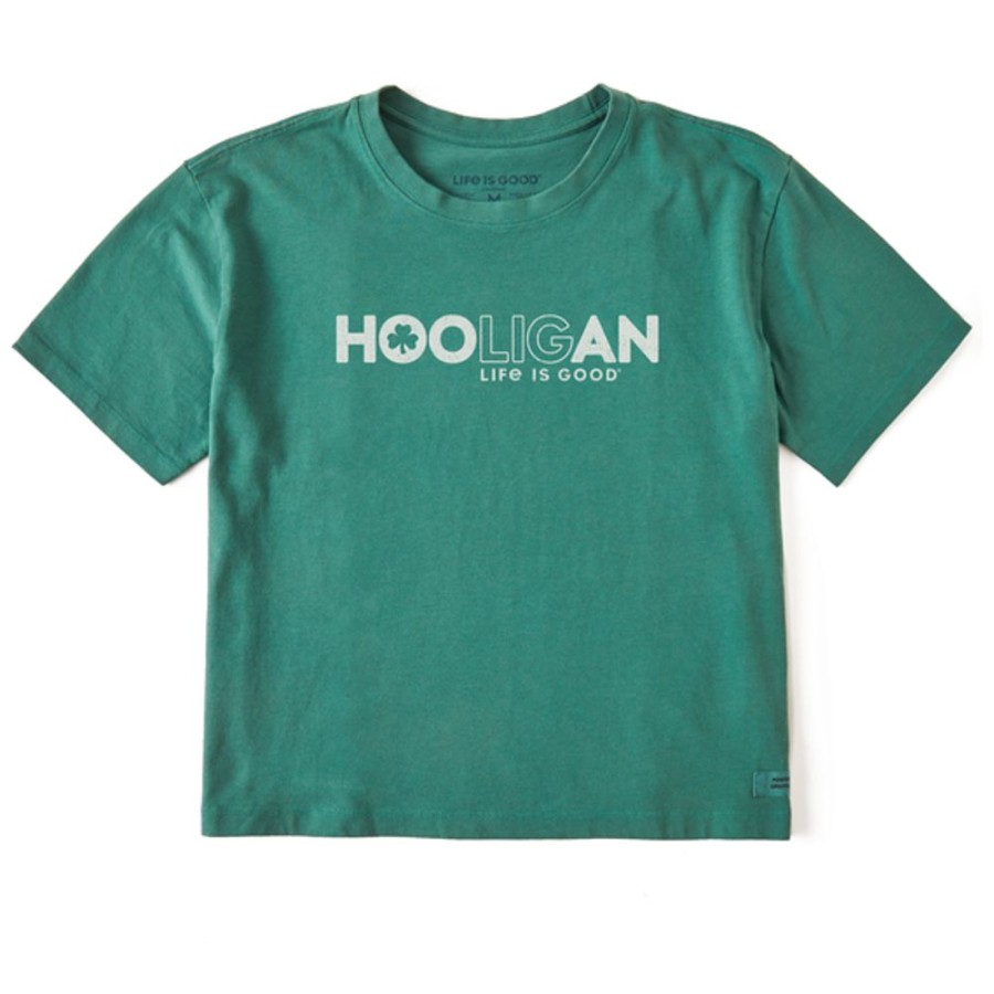 Women Life is Good Boxy Tees | Women'S Clean Hooligan Boxy Crusher Tee Spruce Green