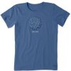 Women Life is Good Graphic Tees | Women'S Crescent Moon Daisies Crusher Tee Vintage Blue