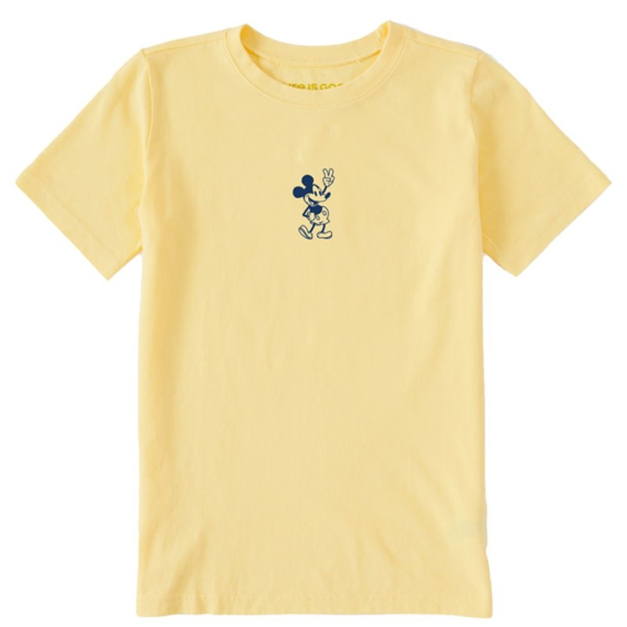 Kids Life is Good Graphic Tees | Kids Clean Steamboat Willie Peace Mini Crusher Tee Sandy Yellow