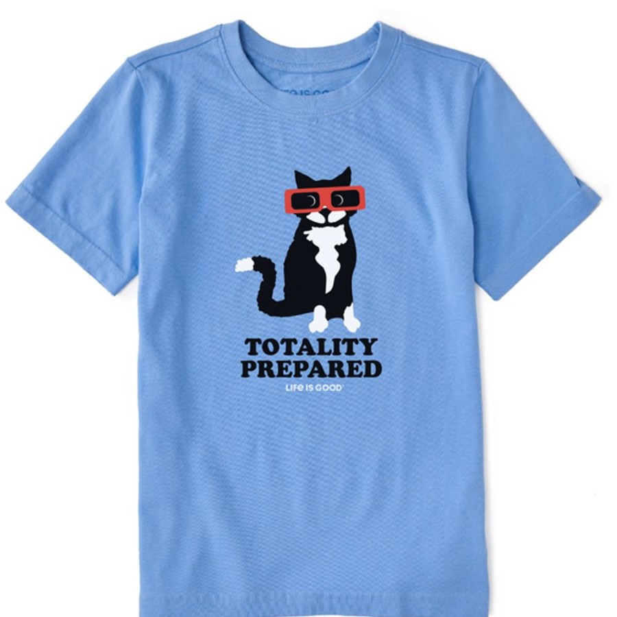 Kids Life is Good Graphic Tees | Kids Clean Totality Prepared Solar Cat Crusher Tee Cornflower Blue