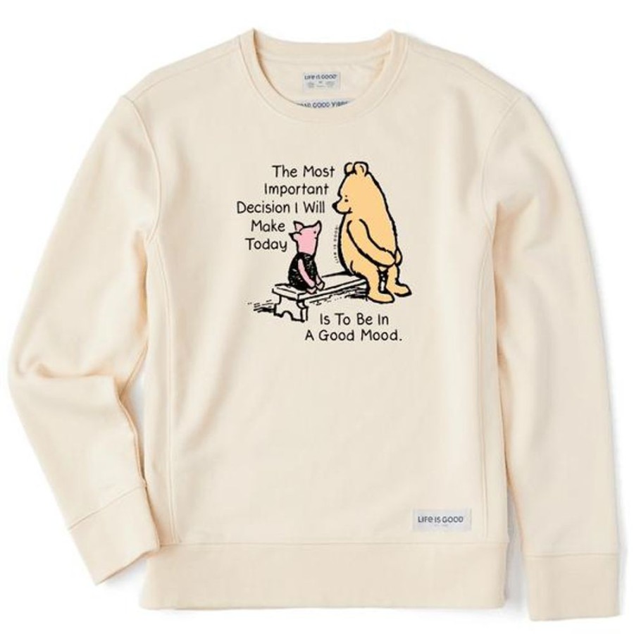 Women Life is Good Sweatshirts & Hoodies | Women'S Winnie & P Good Mood Simply True Fleece Crew Putty White