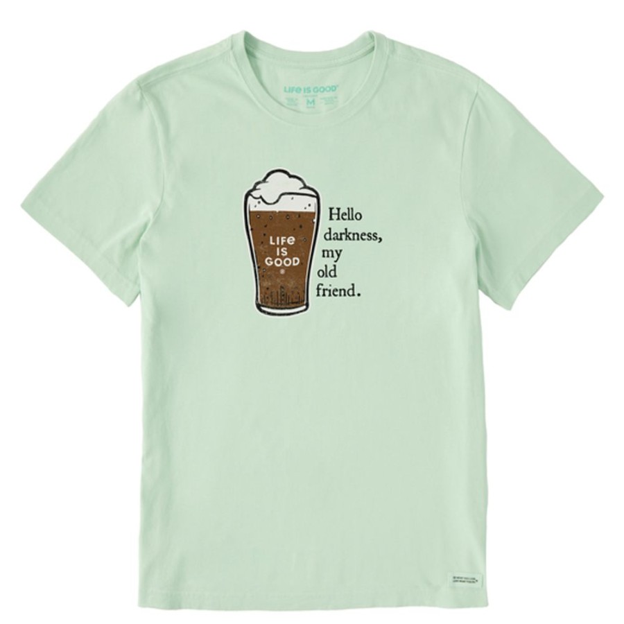 Men Life is Good Graphic Tees | Men'S Hello Darkness Beer Crusher Tee Sage Green