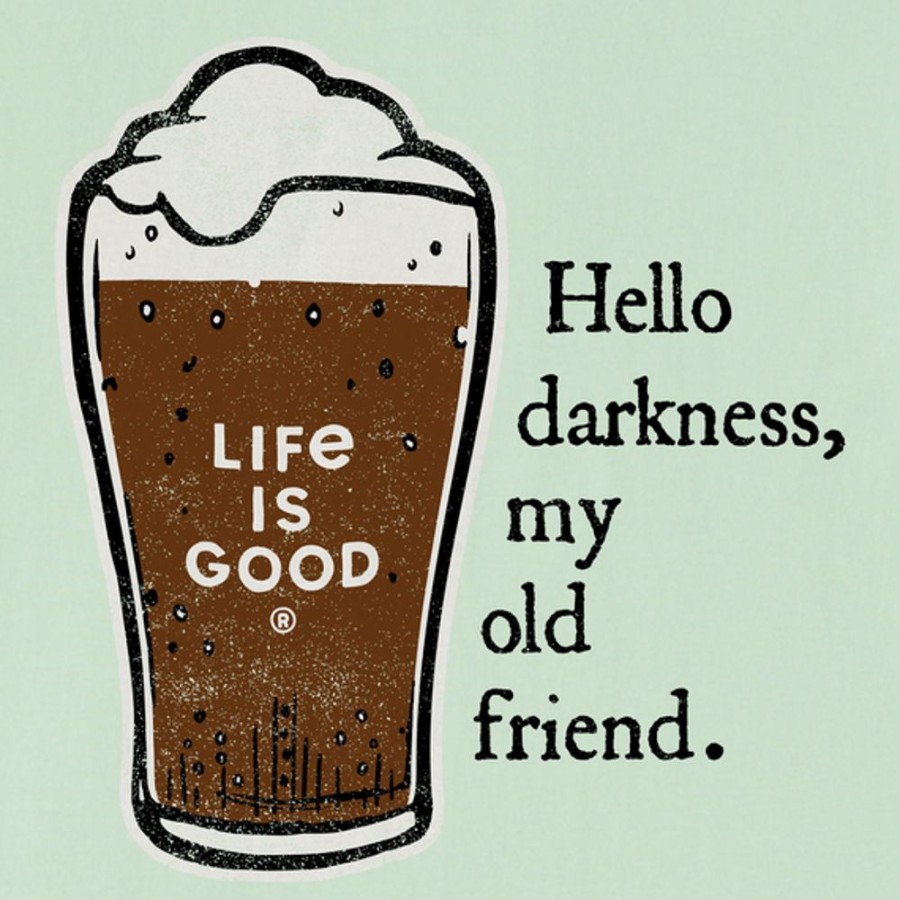 Men Life is Good Graphic Tees | Men'S Hello Darkness Beer Crusher Tee Sage Green