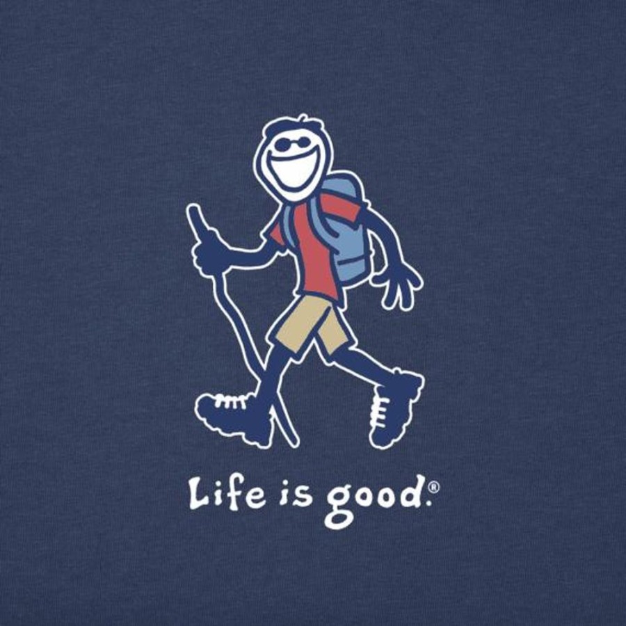 Men Life is Good Graphic Tees | Men'S Hiking Jake Vintage Crusher Tee Darkest Blue