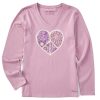 Women Life is Good Graphic Tees | Women'S Peace In Heart Long Sleeve Crusher Vee Violet Purple