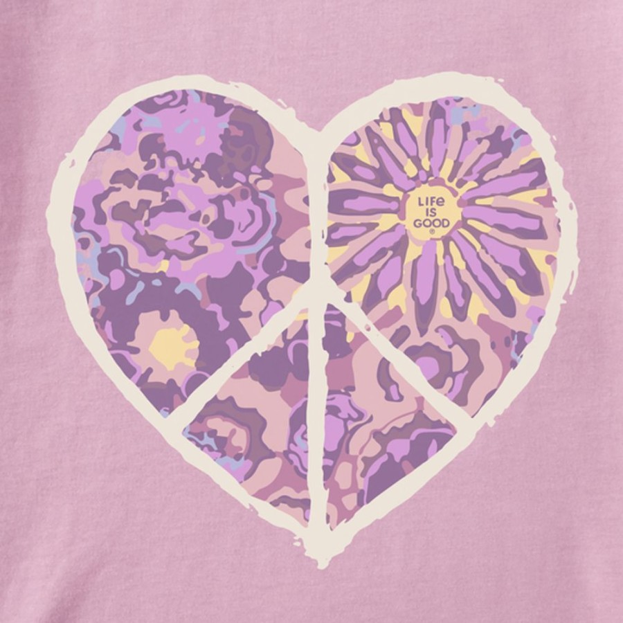 Women Life is Good Graphic Tees | Women'S Peace In Heart Long Sleeve Crusher Vee Violet Purple