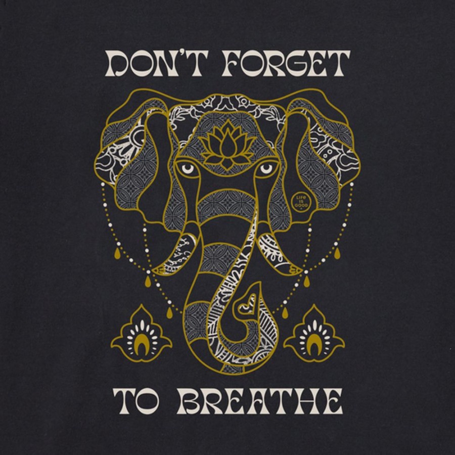 Men Life is Good Graphic Tees | Men'S Clean Don'T Forget To Breathe Elephant Short Sleeve Tee Jet Black