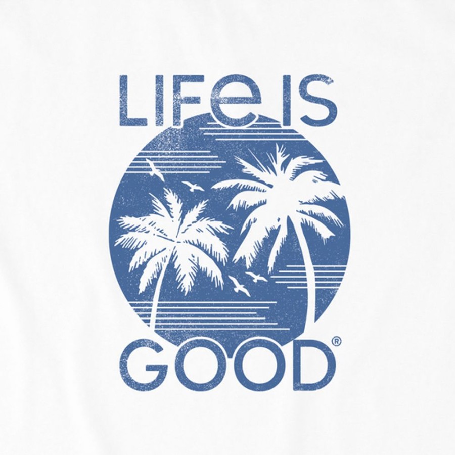 Men Life is Good Graphic Tees | Men'S Clean Retro Palms Short Sleeve Tee Cloud White