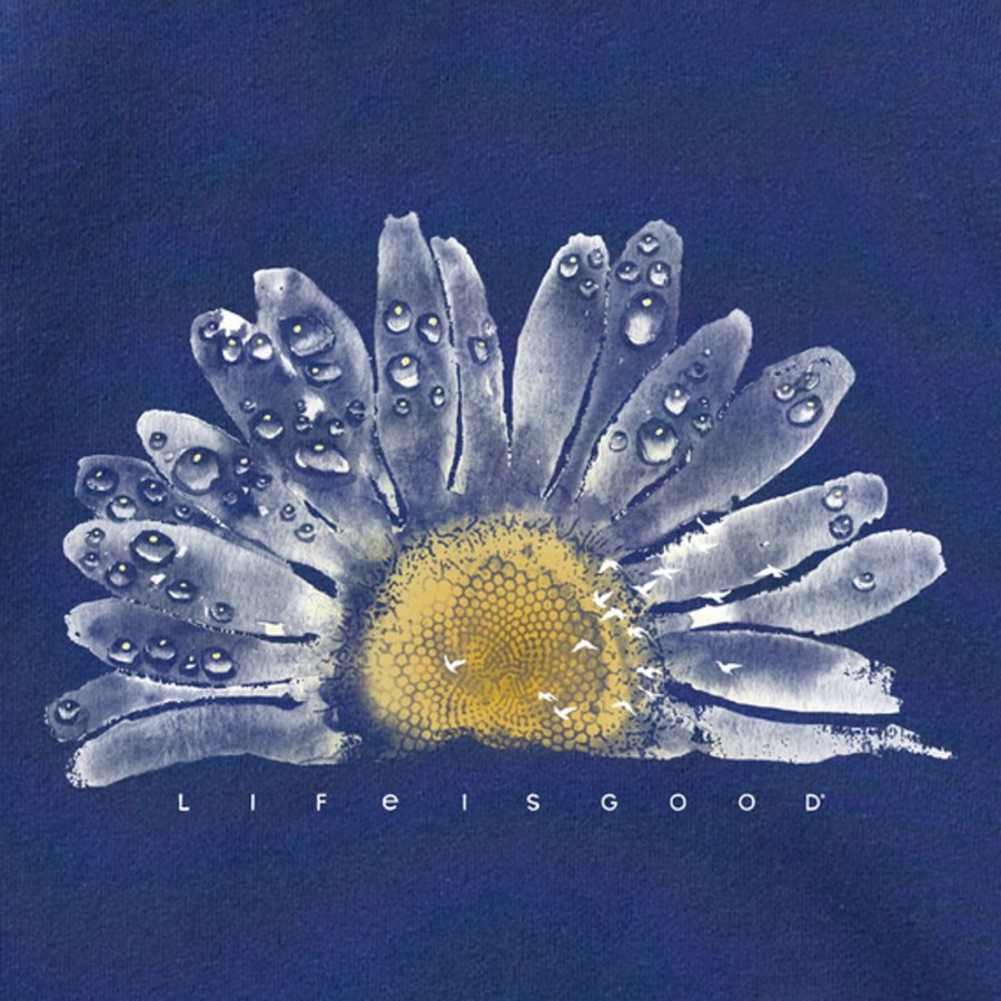 Women Life is Good Sweatshirts & Hoodies | Women'S Watercolor Daisy Simply True Fleece Crew Darkest Blue