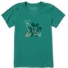 Women Life is Good Graphic Tees | Women'S Daisy Turtle Short Sleeve Vee Spruce Green