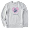 Women Life is Good Sweatshirts & Hoodies | Women'S Best Things Paw Heart Simply True Fleece Crew Light Heather Gray