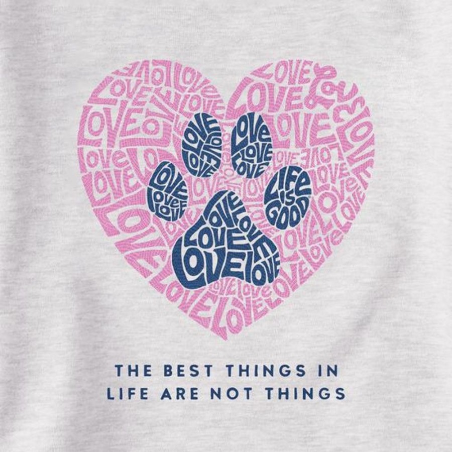 Women Life is Good Sweatshirts & Hoodies | Women'S Best Things Paw Heart Simply True Fleece Crew Light Heather Gray