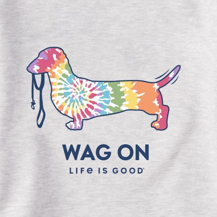 Men Life is Good Sweatshirts & Hoodies | Men'S Tie Dye Dachshund Simply True Fleece Crew Light Heather Gray