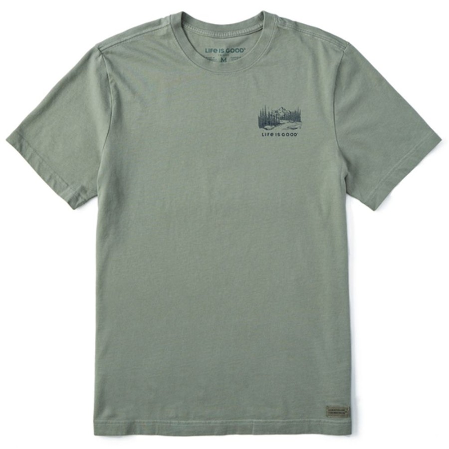 Men Life is Good Graphic Tees | Men'S Go Places Outdoor Short Sleeve Tee Moss Green