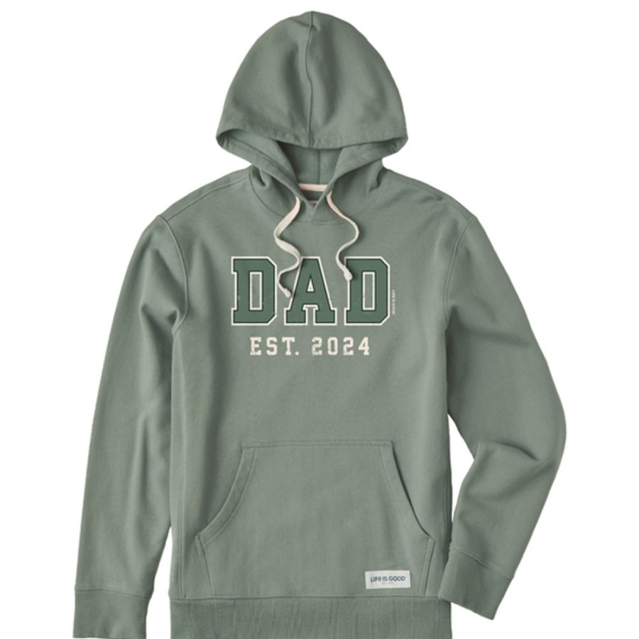 Men Life is Good Sweatshirts & Hoodies | Men'S Wordsmith Dad Est. 2024 Simply True Fleece Hoodie Moss Green