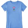 Women Life is Good Graphic Tees | Women'S Flowering Heart Crusher Tee Cornflower Blue