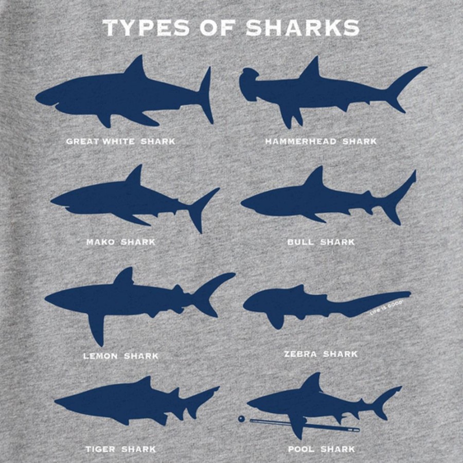 Kids Life is Good Graphic Tees | Kids Shark Diagram Long Sleeve Crusher Tee Heather Gray