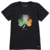 Women Life is Good Graphic Tees | Women'S Shamrock Of Shamrocks Crusher Tee Jet Black