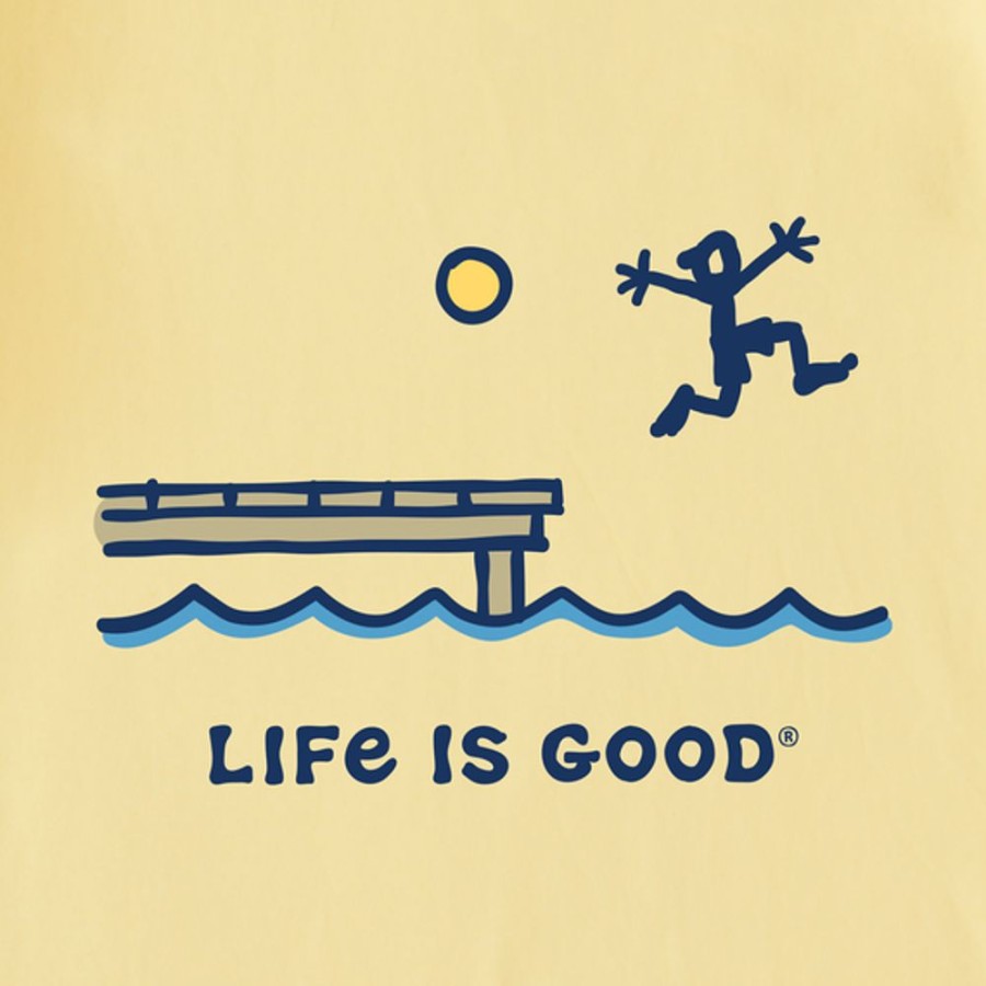 Men Life is Good Graphic Tees | Men'S Jake Dock Jump Crusher-Lite Tee Sandy Yellow