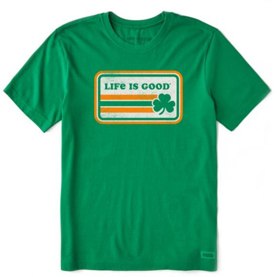 Men Life is Good Graphic Tees | Men'S Clean Stripe Clover Crusher Tee Kelly Green