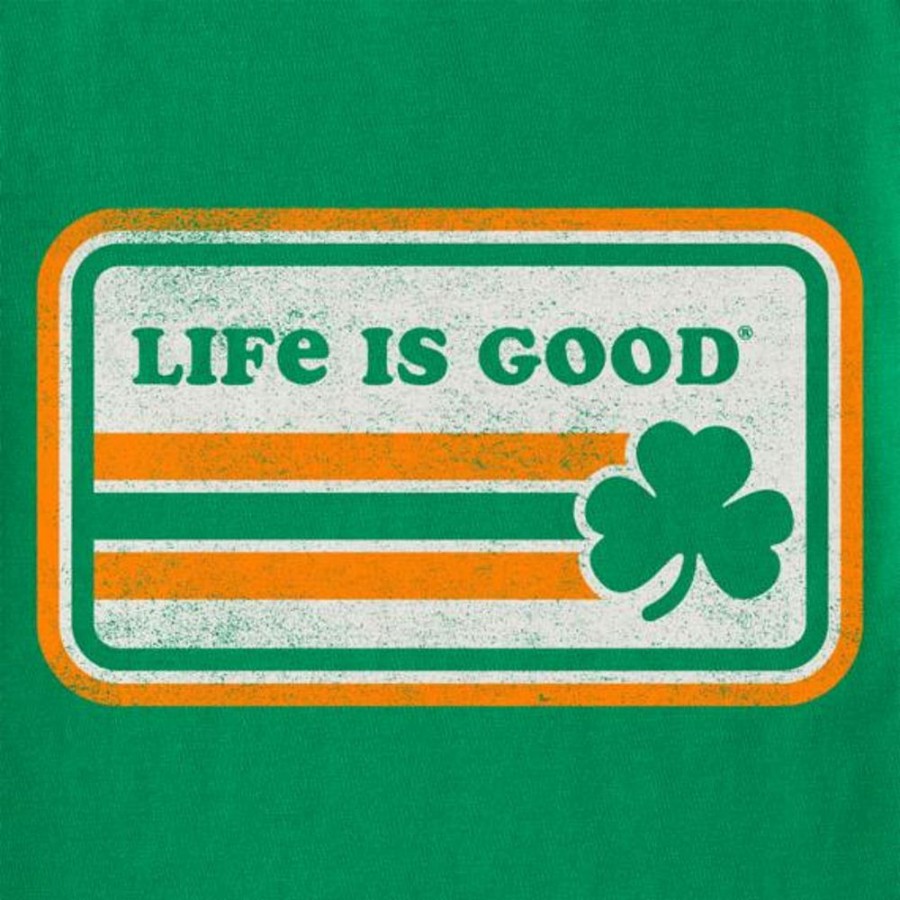 Men Life is Good Graphic Tees | Men'S Clean Stripe Clover Crusher Tee Kelly Green