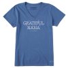 Women Life is Good Graphic Tees | Women'S Grateful Nana Crusher Vee Vintage Blue