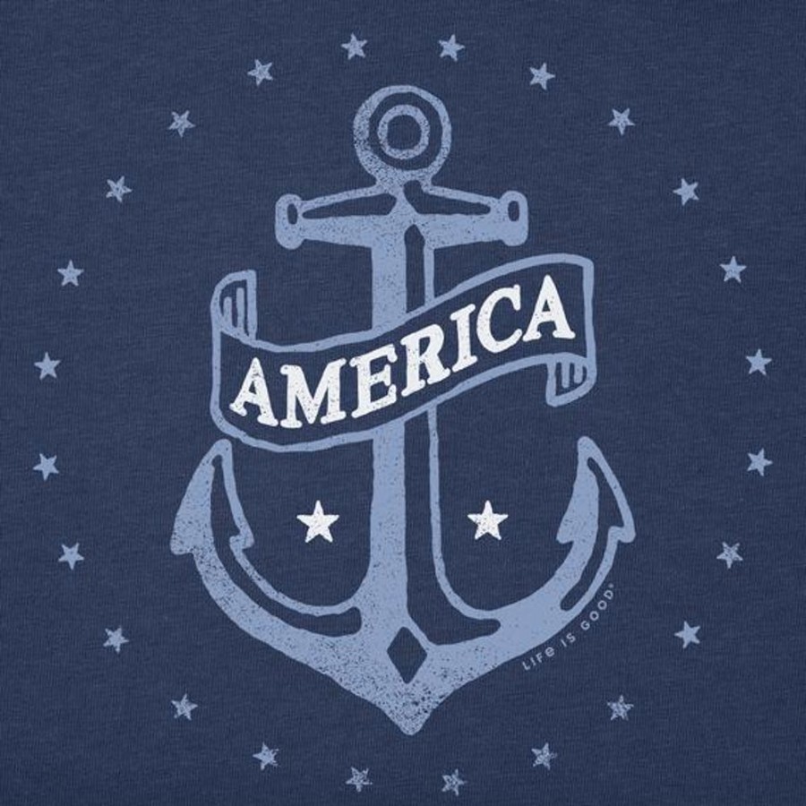 Men Life is Good Graphic Tees | Men'S Americana Anchor Crusher-Lite Tee Darkest Blue