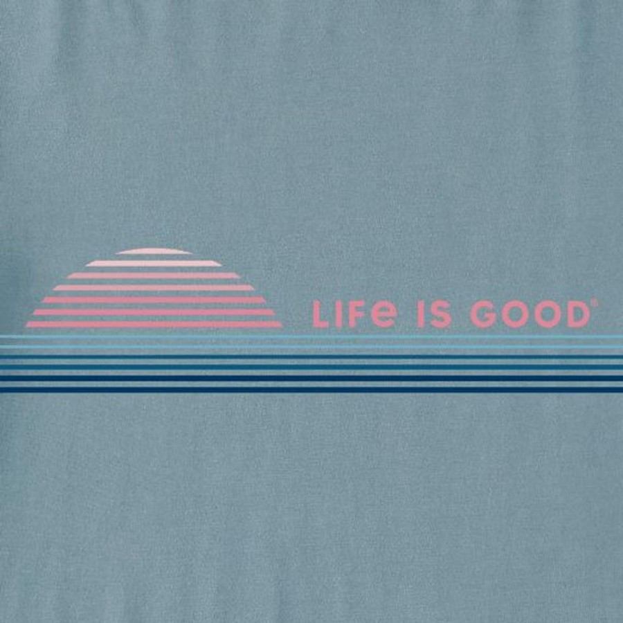 Women Life is Good Boxy Tees | Women'S Linear Ocean Sunrise Boxy Crusher Tee Smoky Blue