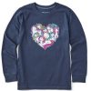 Kids Life is Good Graphic Tees | Kids Heart Of Unicorns Long Sleeve Crusher Tee Darkest Blue