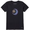 Women Life is Good Graphic Tees | Women'S Clean Mosaic Sun Moon Short Sleeve Vee Jet Black