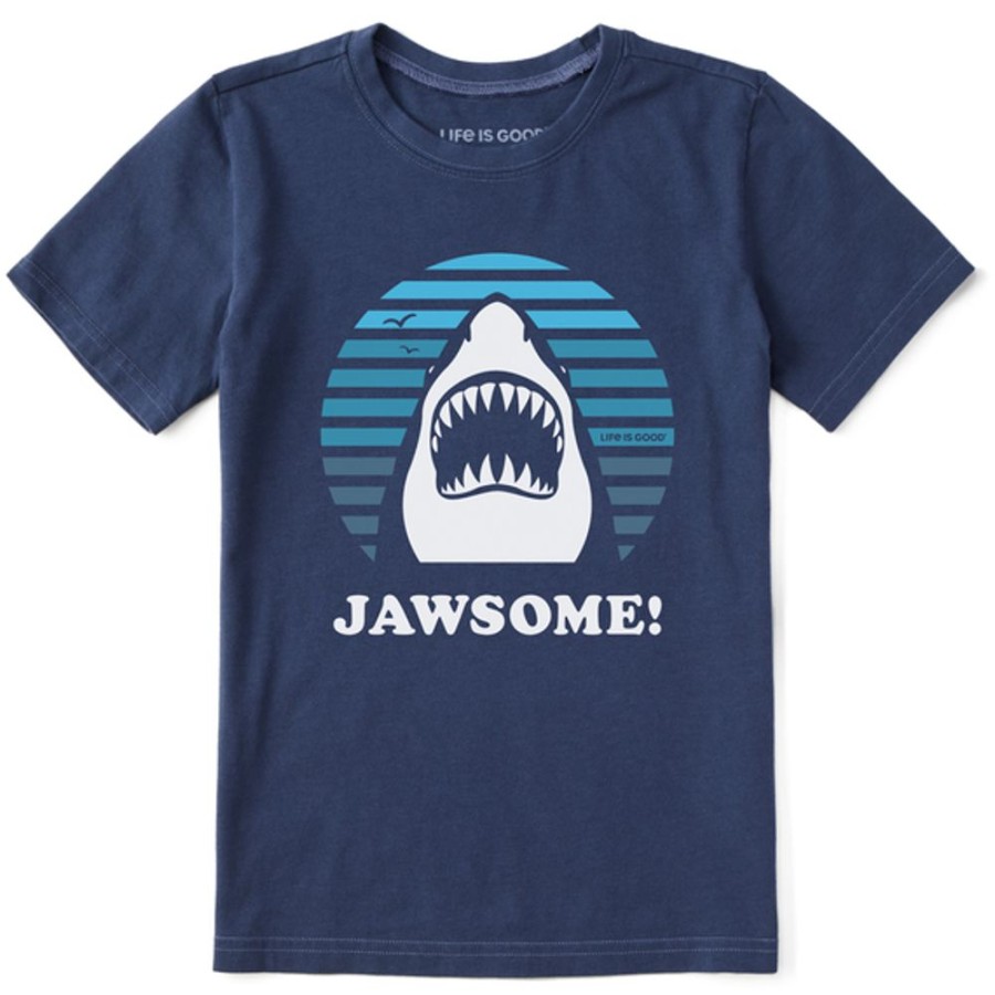 Kids Life is Good Graphic Tees | Kids Clean Jawsome Crusher Tee Darkest Blue