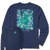 Men Life is Good Graphic Tees | Men'S Snowy Trees From Below Long Sleeve Crusher Tee Darkest Blue